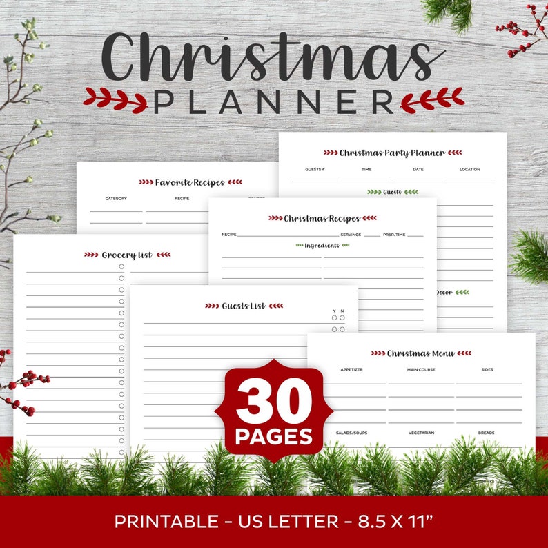 Christmas Planner Printable Christmas Organizer Holiday Etsy