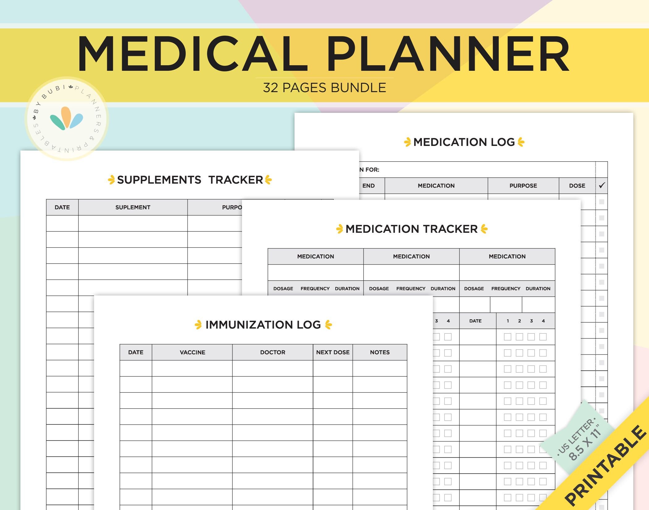 health and wellness medical planner printable home binder