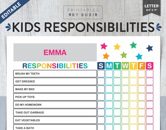 Daily Responsibilities Chart