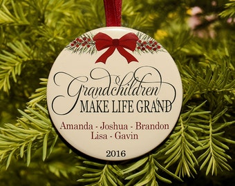 Grandchildren Make Life Grand Christmas Ornament Customized With Names And Year C138 Grandkids Grandparent Gift Up To 20 Names Grandchildren Make Life Grand Christmas Ornament Customized With Names And Year C138 Grandkids Grandparent Gift Up To 20 Names