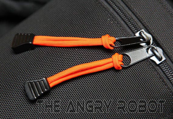 Black & Neon Orange Paracord Zipper Pulls - Pick Your Options