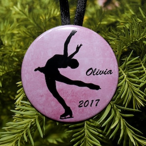 Ice Figure Skating Silhouette Christmas Ornament - customized - girls women - C216