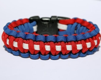 Paracord Survival Bracelet - Patriotic Red White Blue