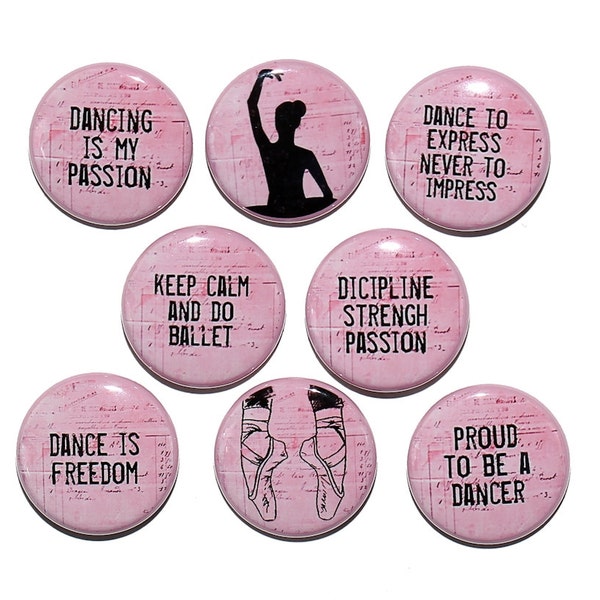 Dance Words - Set of 8 Pinback Buttons Badges 1 inch - Flatbacks or Magnets