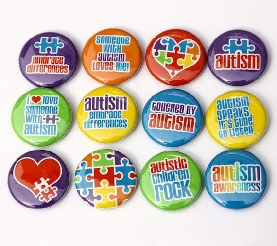 Pack of 10 Autism Awareness 1" Pin Back Buttons Badges Pins 