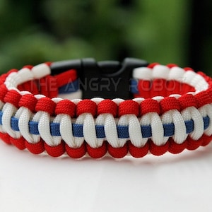 Paracord Survival Bracelet - Patriotic Red White Blue