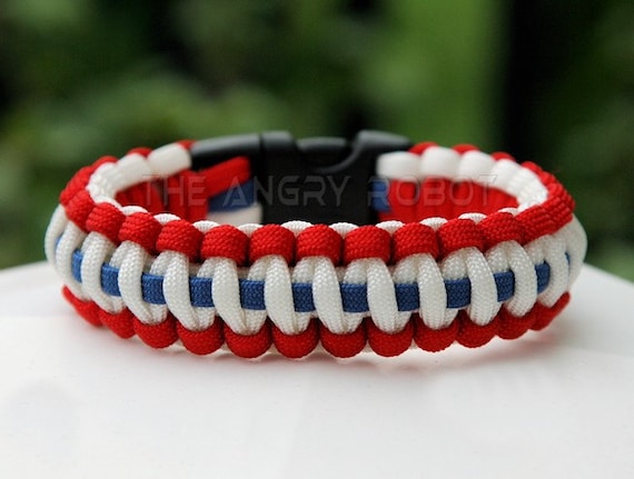 Bracelet de survie en paracorde patriotique bleu blanc rouge