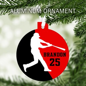 Baseball Player Silhouette Christmas Ornament team colors personalized customized sports keepsake gift hitter batter C078 image 2
