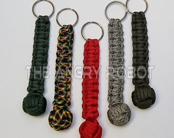 Paracord Cobra Braid Sailor's Knot  Keychain - 3/4" Steel Ball Bearing Core - You Choose The Color