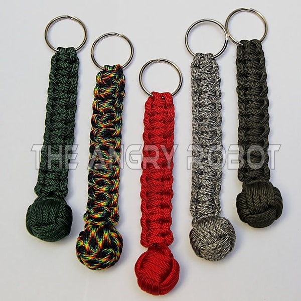 Paracord Cobra Braid Sailor's Knot  Keychain - 3/4" Steel Ball Bearing Core - You Choose The Color