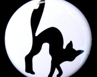 Black Cat - Button Pinback Badge 1 inch