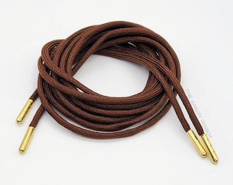 Dark Brown 550 Paracord Boot Sneaker Shoe Laces with Gold Metal Aglet Tips - Shoelaces Multiple Sizes and over 200 Colors available