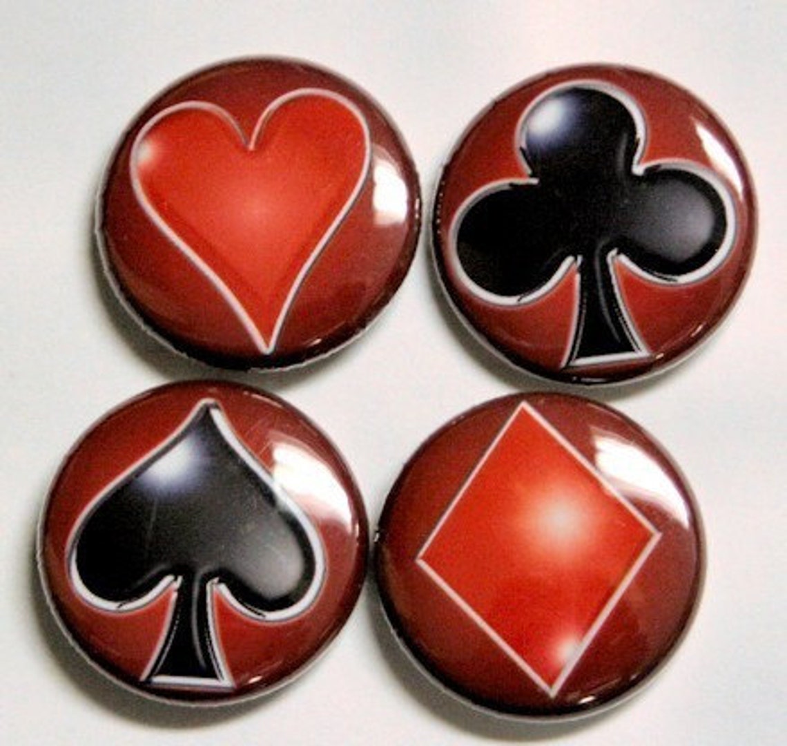 Playing Cards Buttons Set of 4 Pinbacks Badges 1 Inch Design 2 Etsy