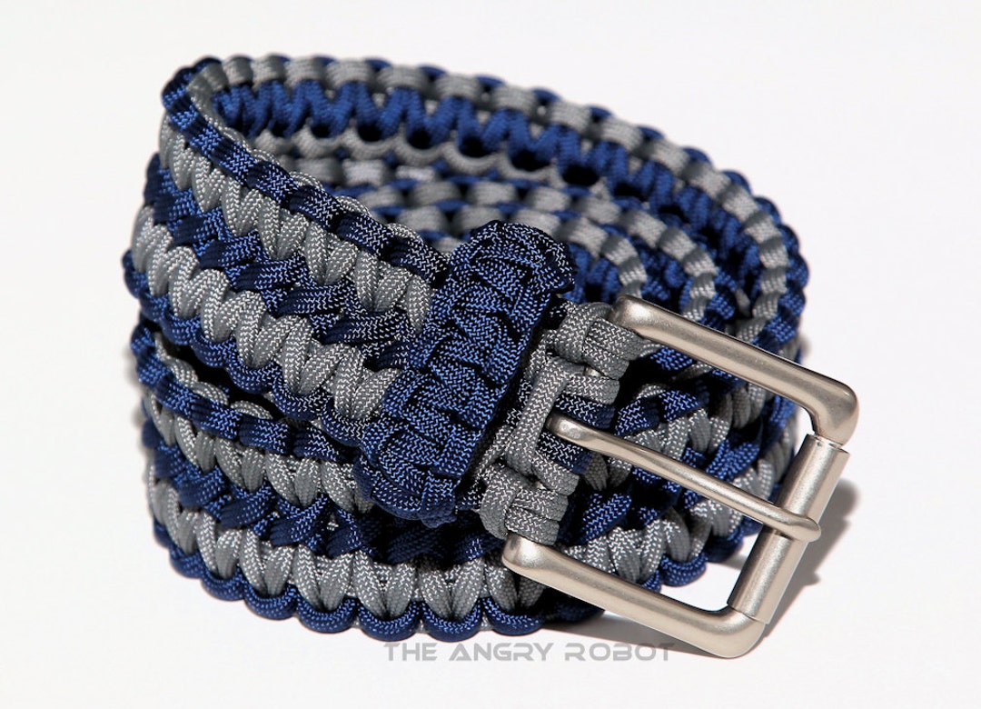 Paracord Belt Navy Blue and Grey - With Matte Nickle Buckle