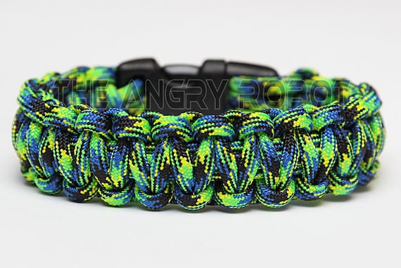 550 Paracord Survival Bracelet Aquatica Blue Green Black Yellow 