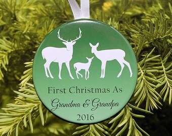 First Christmas As Grandma & Grandpa Ornament - Deer - C144 New Grandparents