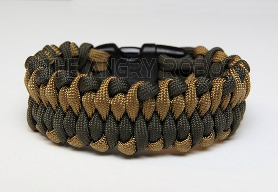 550 Paracord Bracelet Dragon's Tongue Khaki & OD Green 