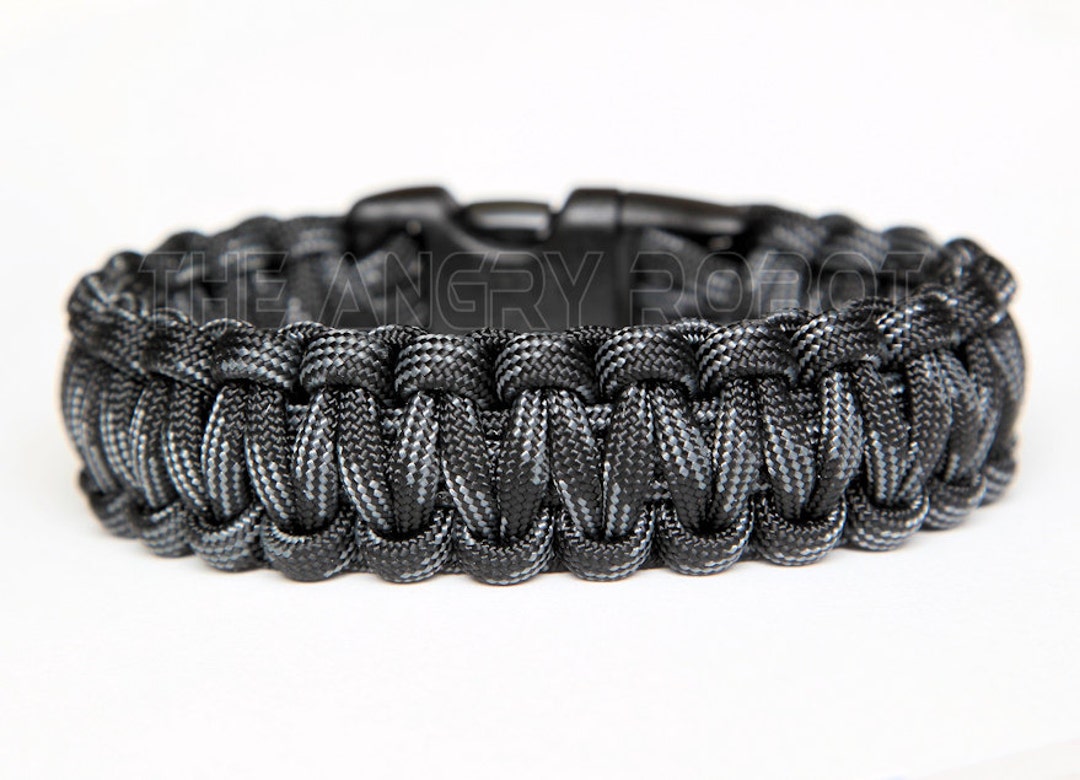 550 Paracord Survival Bracelet Touch of Grey Grey Black Etsy