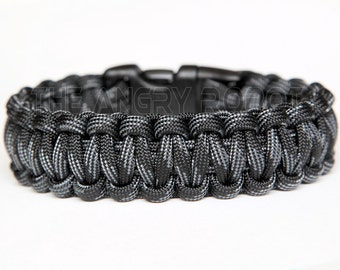 550 Paracord Survival Bracelet  - Touch Of Grey - Grey Black