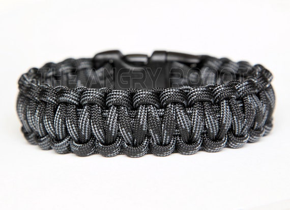 550 Paracord Survival Bracelet Touch of Grey Grey Black Etsy
