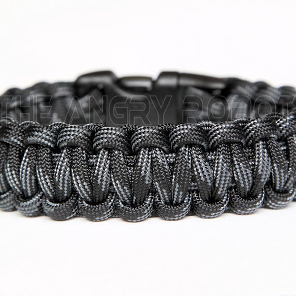 550 Paracord Survival Bracelet  - Touch Of Grey - Grey Black