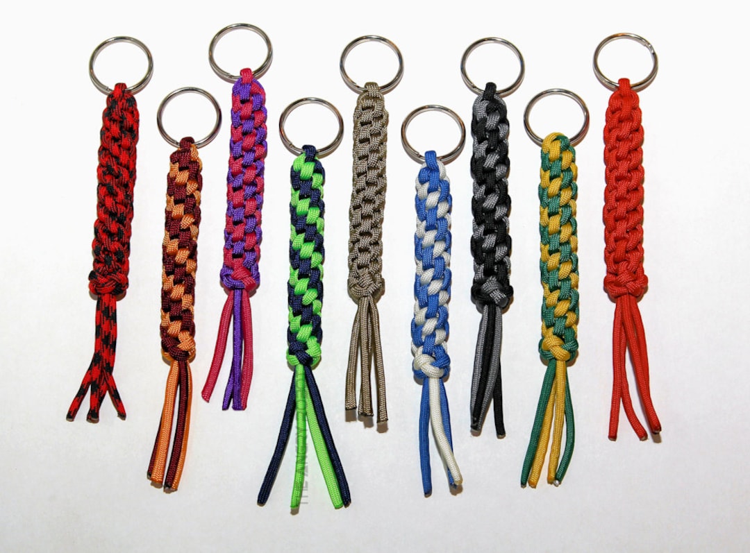 Round Sinnet Paracord Key Fob Keychain - You Choose the Colors