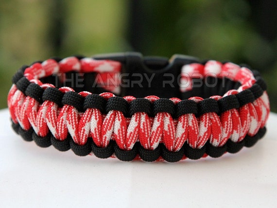 Paracord Survival Bracelet - Black and Red Combo