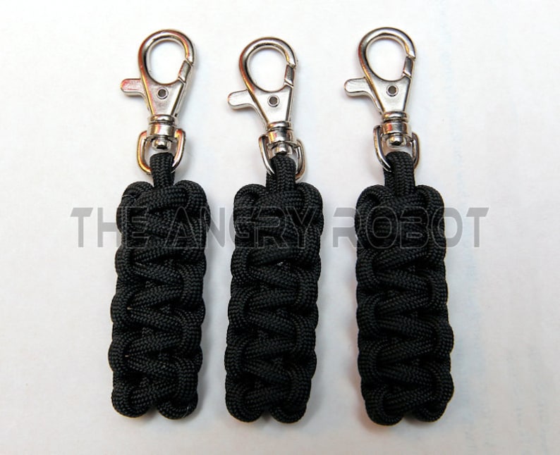 Set of 3 Paracord Zipper Pulls Cobra Black Etsy