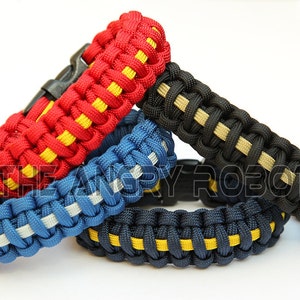 550 Paracord Survival Bracelet Cobra Deluxe Red & Yellow image 3