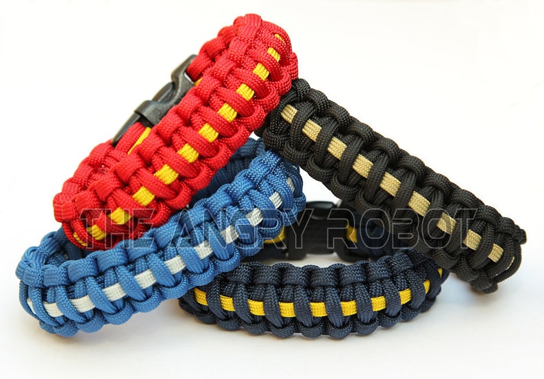 550 Paracord Survival Bracelet Cobra Deluxe Red & Yellow image 3