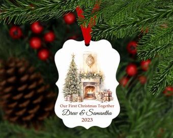 First Christmas Toghether Ornament Personalized with Names and Year - Customized Couple Keepsake Gift - Second Third Fourth - B035