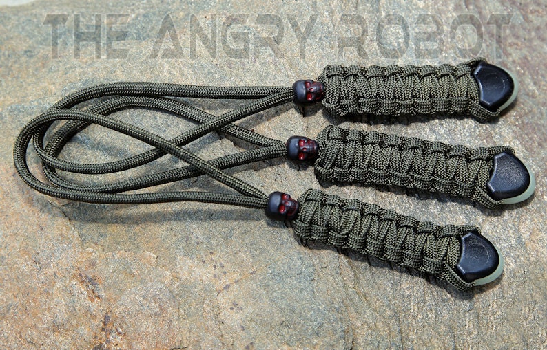 Set of 3 OD Green Paracord Lanyards With Glow Ends and Black Etsy