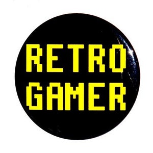 Retro Gamer - Pinback Button Badge 1 1/2 inch 1.5 - Magnet Keychain or Flatback