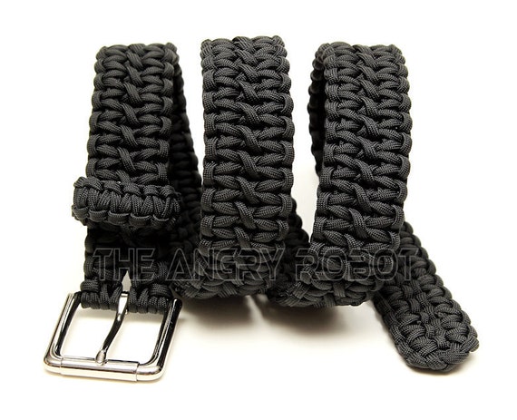 Paracord Survival Belt - Black With Nickle Buckle - XS S M L