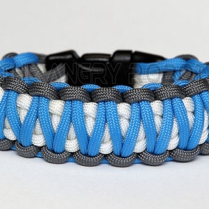 Paracord Bracelet King Cobra Grey Colonial Blue With White - Etsy