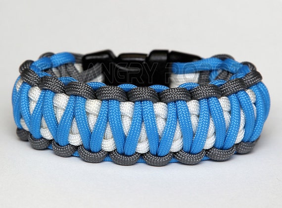 Paracord Bracelet King Cobra Grey Colonial Blue With White Core -   Canada