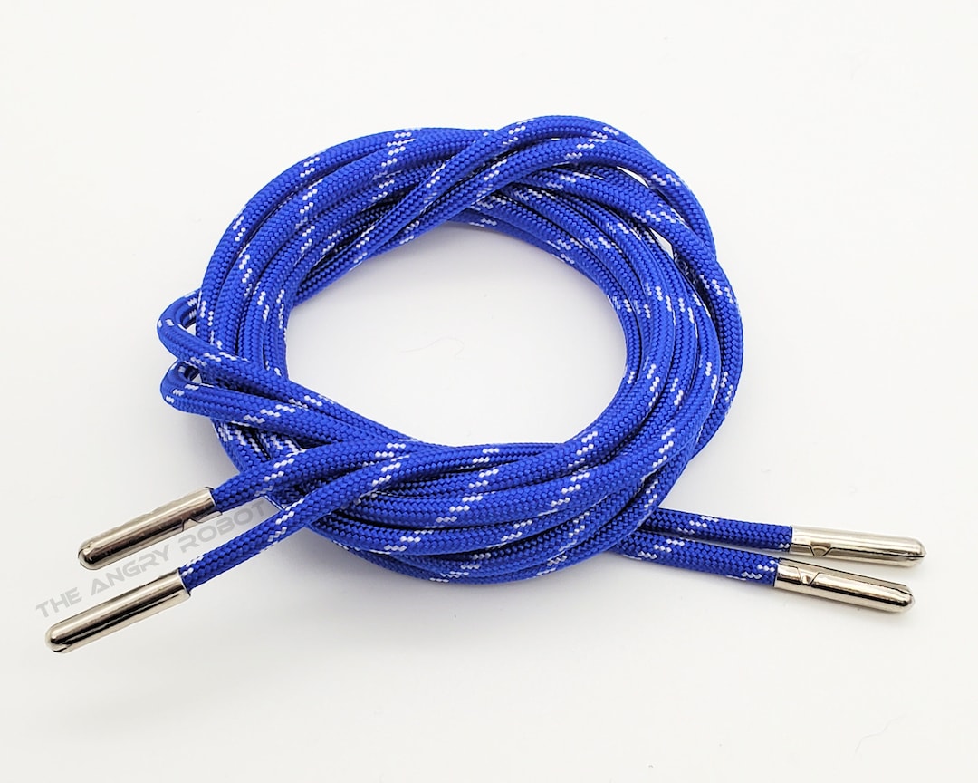 EMS 550 Paracord Boot Shoe Laces With Silver Metal Tips Electric Blue