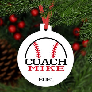 Baseball COACH Christmas Ornament - personalized sports keepsake gift - C188