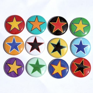 Stars Set of 12 Buttons Pinbacks Badges 1 inch