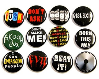 Punk Slogans 1 Set of 12 Buttons Pinbacks Badges 1 inch
