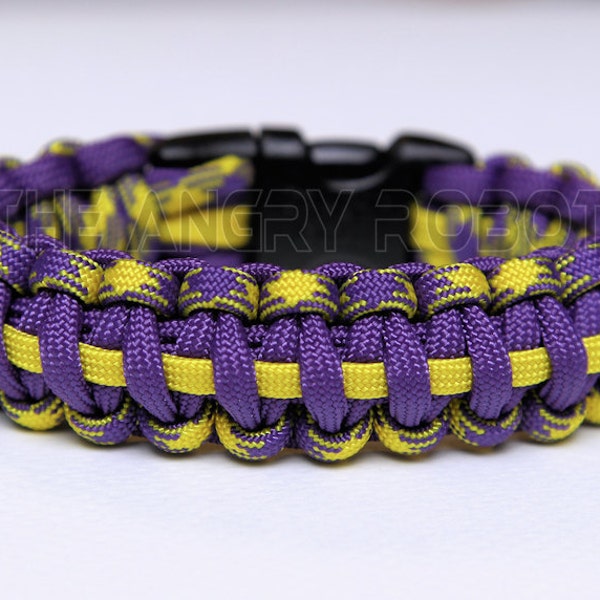 Paracord Bracelet - Team Colors -  Grapevine Purple and Yellow - Deluxe