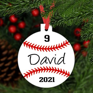 Baseball Ball Player Christmas Ornament - white - customized sports keepsake - C033
