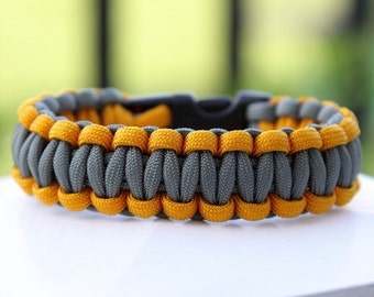 Paracord Survival Bracelet - Goldenrod and Foliage Green