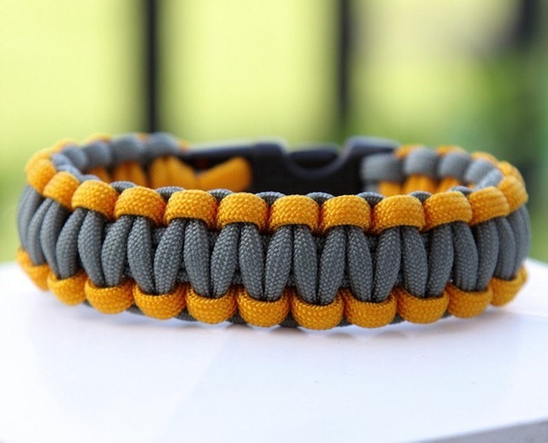 Paracord Survival Bracelet Goldenrod and Foliage Green image 1