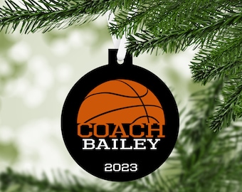 Basketball COACH Christmas Ornament - gift for coach - personalized keepsake - C186