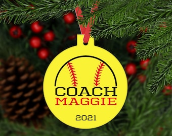 Softball COACH Christmas Ornament - personalized - C189