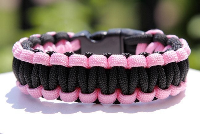550 Paracord Survival Bracelet - Pink and Black - Etsy