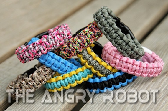 SLIM Paracord Survival Bracelet Cobra You Choose the Colors 