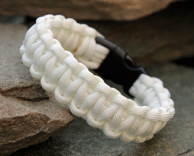 Paracord Survival Bracelet - White - Etsy