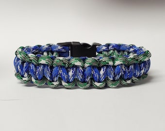 SLIM 550 Paracord Survival Bracelet Cobra - Blue & Green Camo